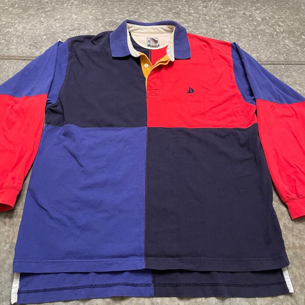 Vintage Cambridge Classics Colorblock Rugby Shirt Mens Large 90s Y2K Nautical